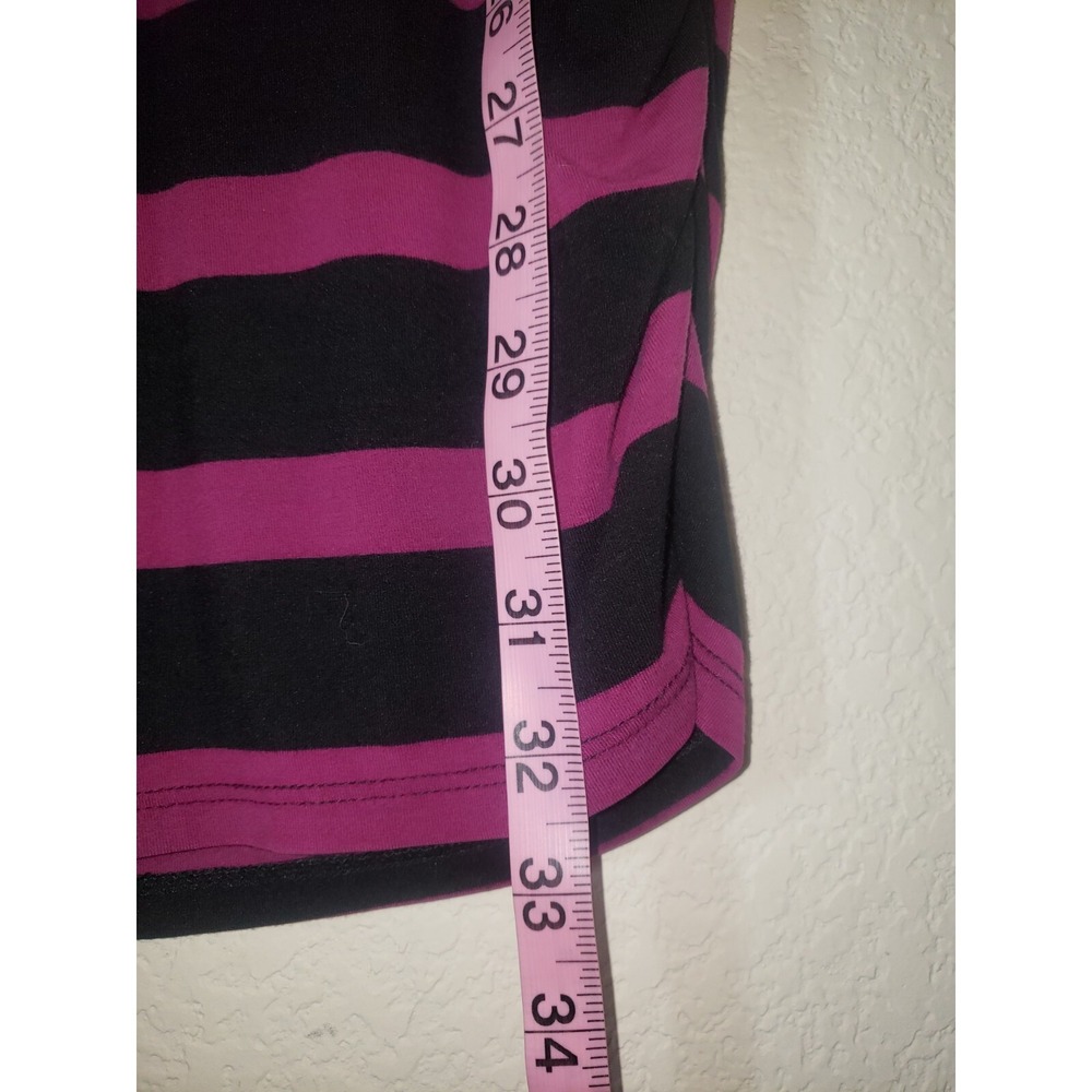 A Pea in the Pod Maternity Top Medium Magenta Black Striped Ruched Elbow Sleeve - Picture 2 of 5